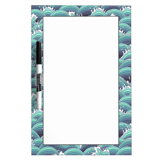 Decorative Sea Wave Background Dry-Erase Board (Front)