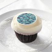 Decorative Sea Wave Background Edible Frosting Rounds (Cupcake)