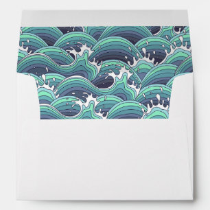Decorative Sea Wave Background Envelope