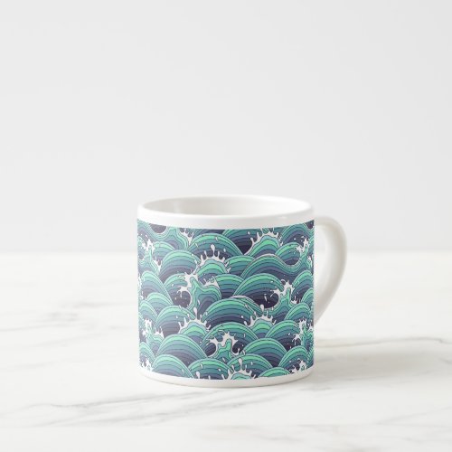 Decorative Sea Wave Background Espresso Cup