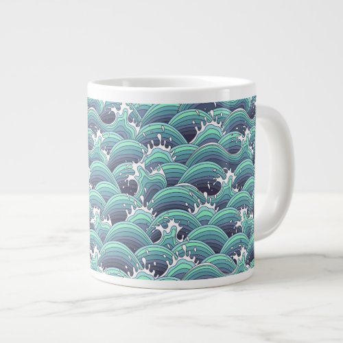 Decorative Sea Wave Background Giant Coffee Mug