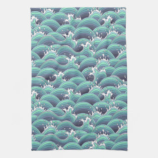Decorative Sea Wave Background Kitchen Towel
