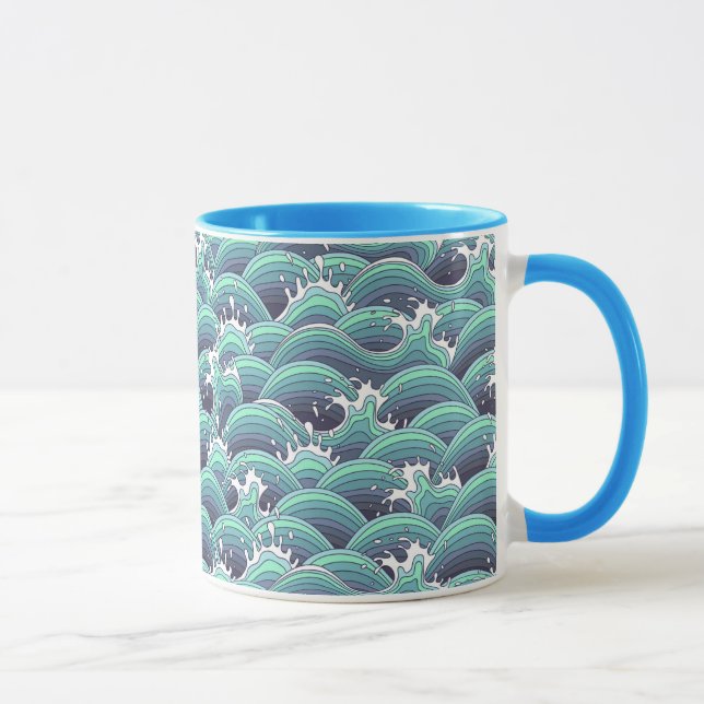Decorative Sea Wave Background Mug (Right)
