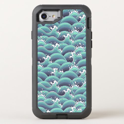 Decorative Sea Wave Background OtterBox Defender iPhone SE87 Case