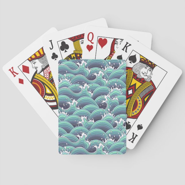 Decorative Sea Wave Background Poker Cards (Back)