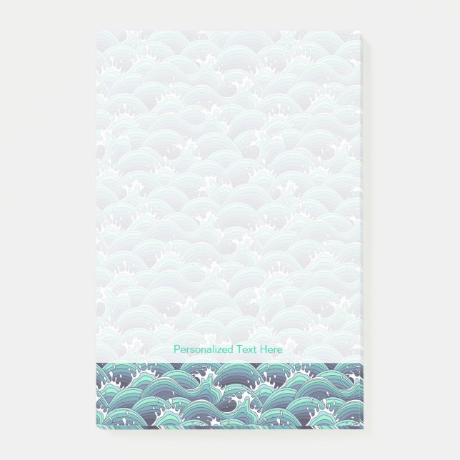 Decorative Sea Wave Background Post-it Notes (Front)