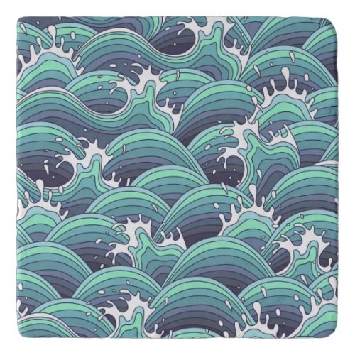 Decorative Sea Wave Background Trivet