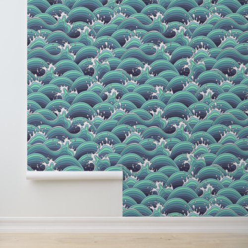 Decorative Sea Wave Background Wallpaper