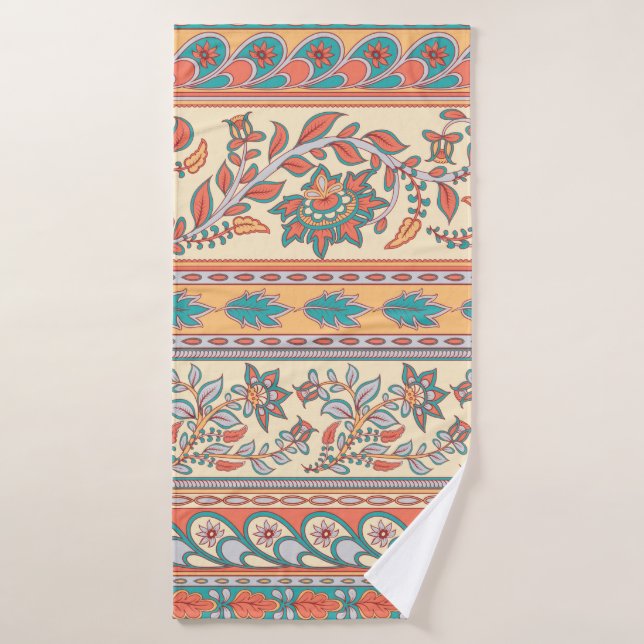Decorative seamless pattern of borders with flower bath towel (Bath Towel)