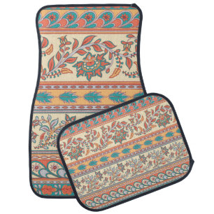 Decorative seamless pattern of borders with flower car floor mat