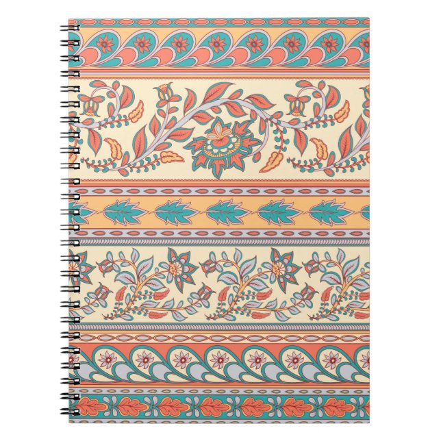 Decorative seamless pattern of borders with flower notebook (Front)