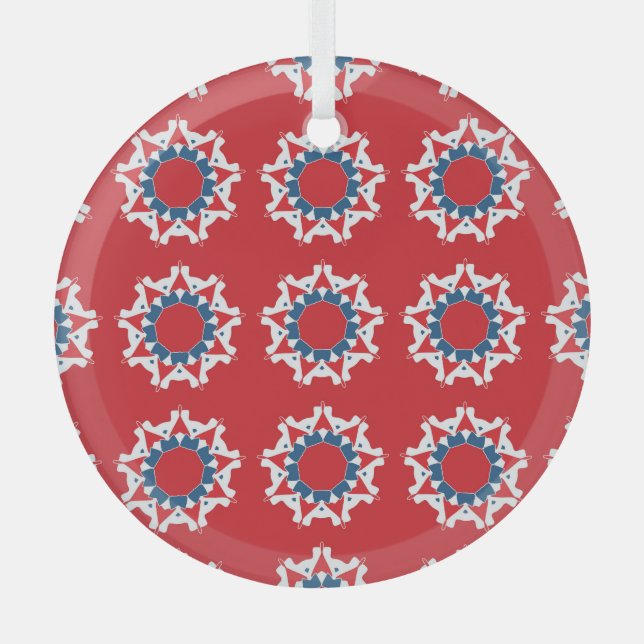 Decorative Seamless Pattern Round Element Glass Ornament (Front)