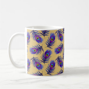 Decorative seamless pattern with beautiful peacock coffee mug