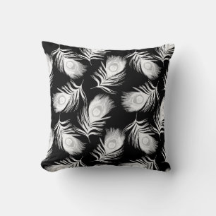 Decorative seamless pattern with beautiful peacock throw pillow