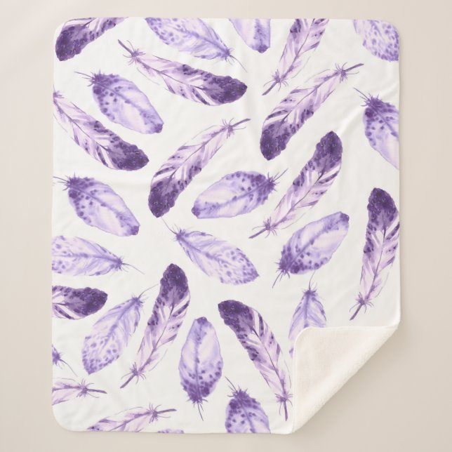 Decorative seamless pattern with feathers. Waterco Sherpa Blanket (Front)