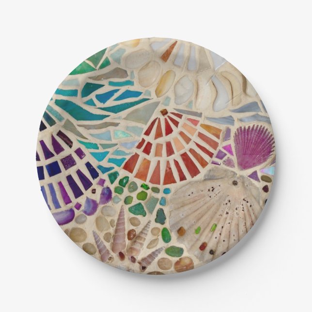Decorative Seashells Paper Plates (Front)