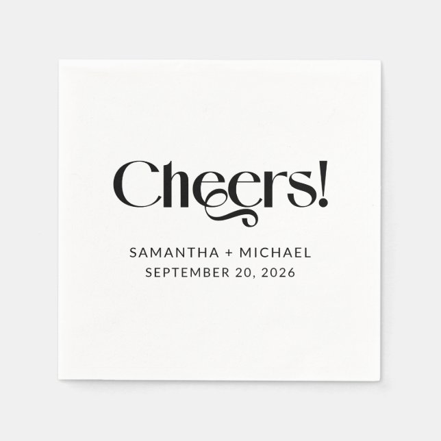 Decorative Serif Wedding Cheers Napkins (Front)