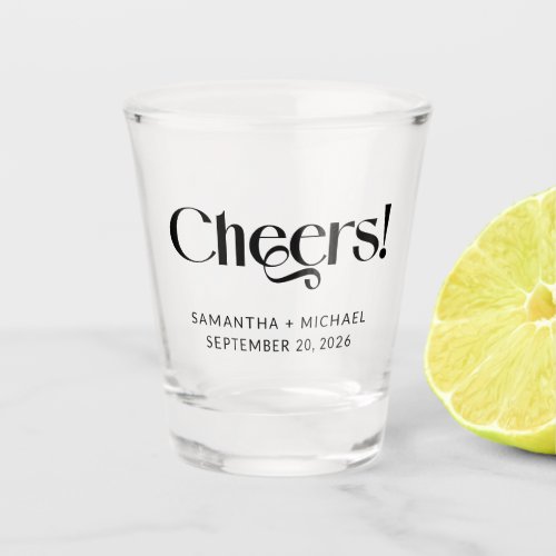 Decorative Serif Wedding Cheers Shot Glass