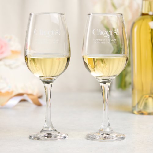 Decorative Serif Wedding Cheers Wine Glass