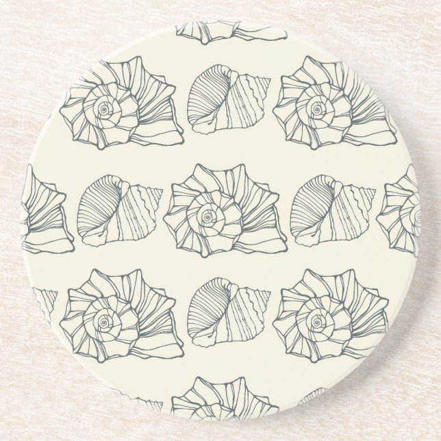 Decorative Shells Pattern Drink Coaster (Front)