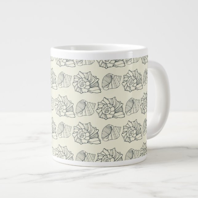 Decorative Shells Pattern Giant Coffee Mug (Front Right)
