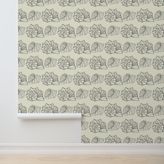 Decorative Shells Pattern Wallpaper (Application)