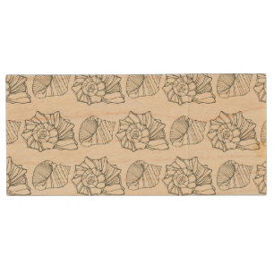 Decorative Shells Pattern Wood Flash Drive