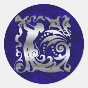 Decorative Silver Christmas Classic Round Sticker