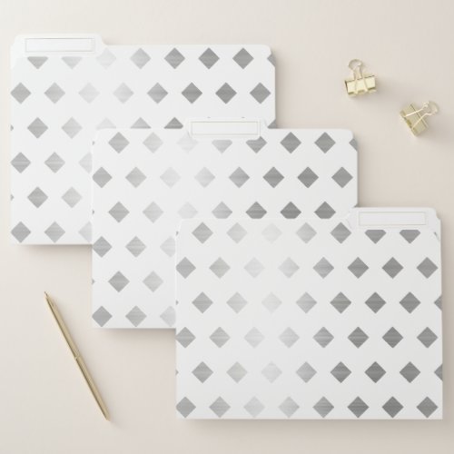 Decorative Silver Gray White Diamond Pattern File Folder