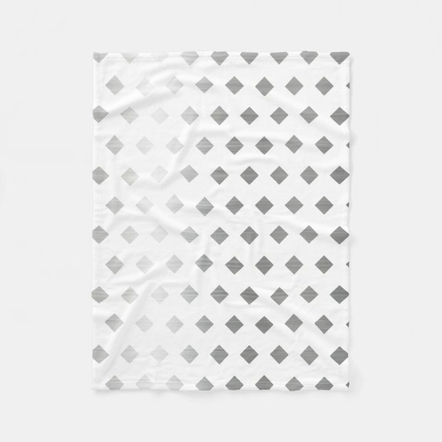 Decorative Silver Gray White Diamond Pattern Fleece Blanket (Front)