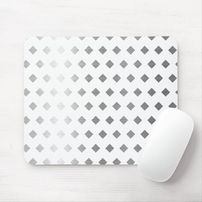 Decorative Silver Gray White Diamond Pattern Mouse Pad (With Mouse)