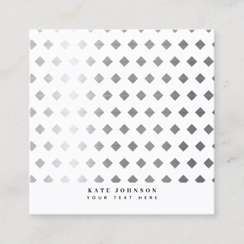 Decorative Silver Gray White Diamond Pattern Square Business Card