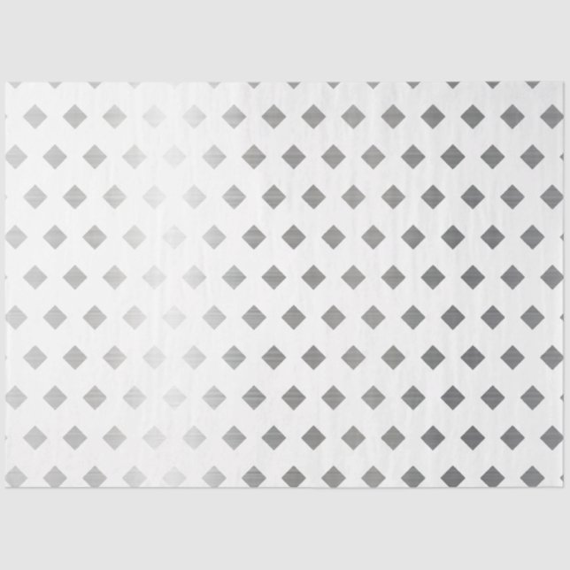 Decorative Silver Gray White Diamond Pattern Tissue Paper (Front)