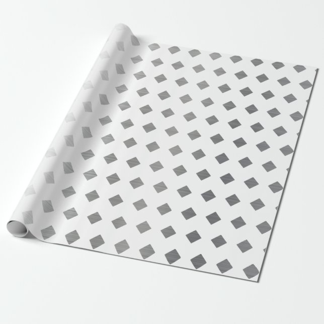 Decorative Silver Gray White Diamond Pattern Wrapping Paper (Unrolled)