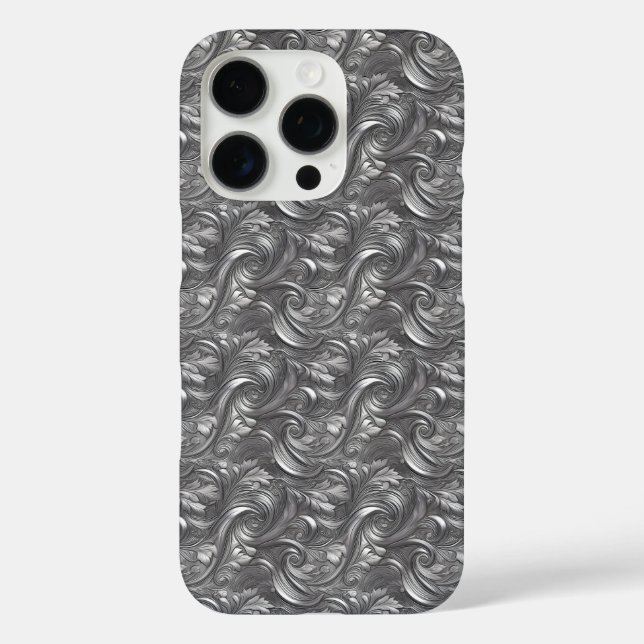 Decorative Silver Grey & Black Abstract Case-Mate iPhone Case (Back)