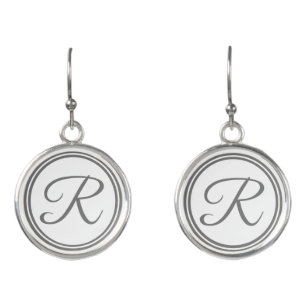 Decorative Silver Monogrammed Earrings