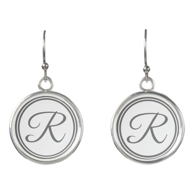 Decorative Silver Monogrammed Earrings (Front)