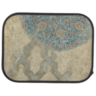 Decorative Silver Tapestry Floral Arrangement Car Mat