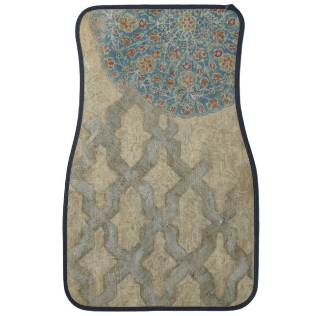 Decorative Silver Tapestry Floral Arrangement Car Mat (Front)