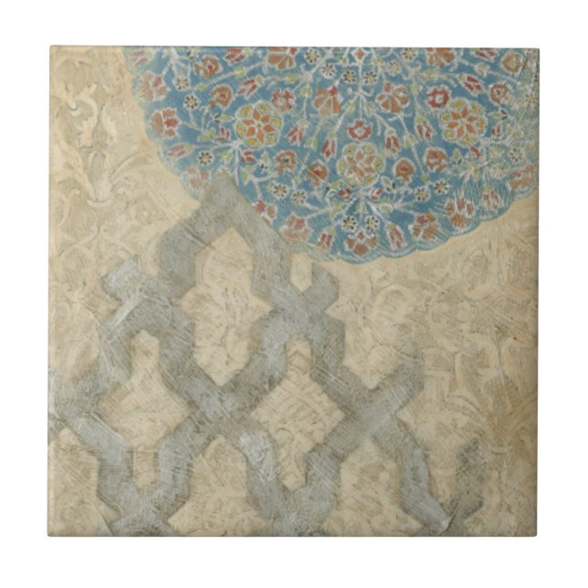 Decorative Silver Tapestry Floral Arrangement Ceramic Tile (Front)