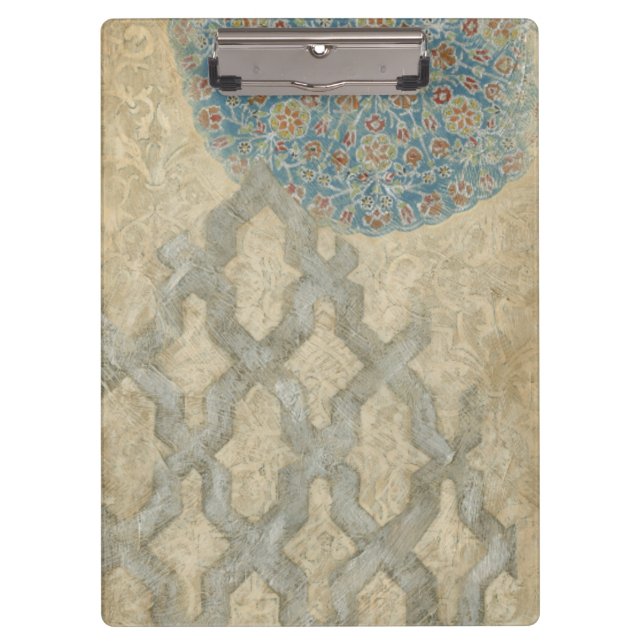 Decorative Silver Tapestry Floral Arrangement Clipboard (Front)
