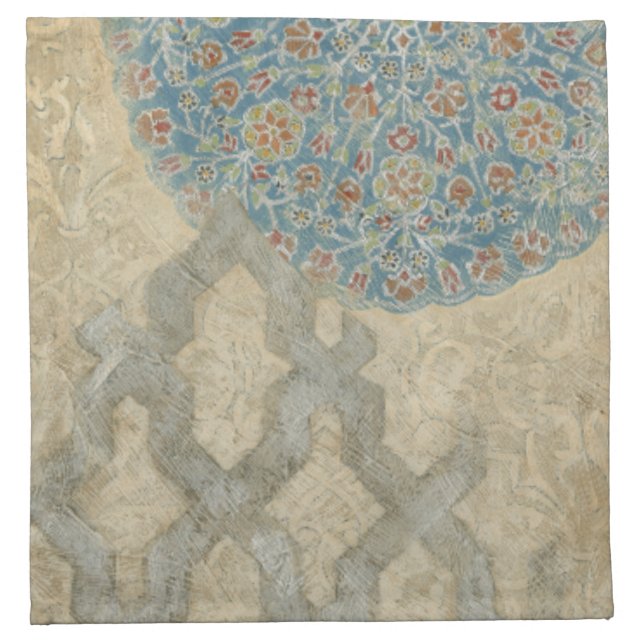 Decorative Silver Tapestry Floral Arrangement Cloth Napkin (Front)