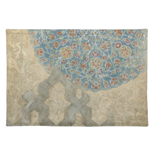 Decorative Silver Tapestry Floral Arrangement Cloth Placemat (Front)