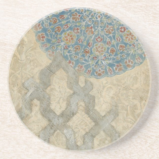 Decorative Silver Tapestry Floral Arrangement Coaster (Front)