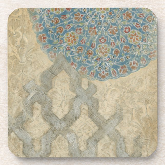 Decorative Silver Tapestry Floral Arrangement Coaster (Front)