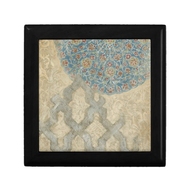 Decorative Silver Tapestry Floral Arrangement Jewelry Box (Front)