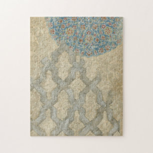 Decorative Silver Tapestry Floral Arrangement Jigsaw Puzzle