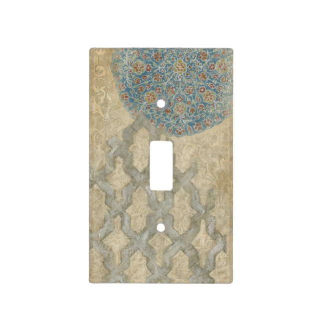 Decorative Silver Tapestry Floral Arrangement Light Switch Cover (Front)