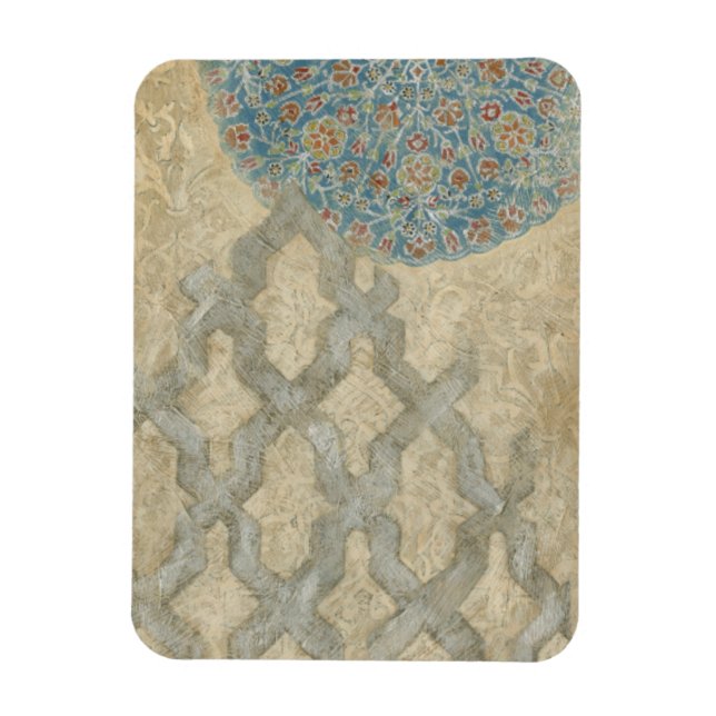 Decorative Silver Tapestry Floral Arrangement Magnet (Vertical)