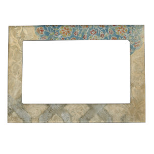 Decorative Silver Tapestry Floral Arrangement Magnetic Frame
